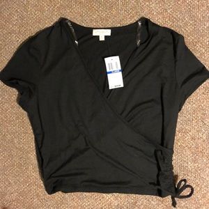Ultra Flirt black wrapped crop top size XL NWT